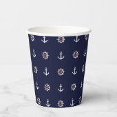 Red White and Blue Anchor Pattern Pappbecher (Rückseite)