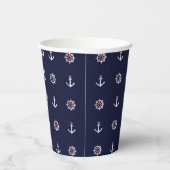 Red White and Blue Anchor Pattern Pappbecher (Rechts)