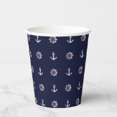 Red White and Blue Anchor Pattern Pappbecher (Vorderseite)