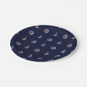 Red White and Blue Anchor Pattern Pappteller (Schrägansicht)