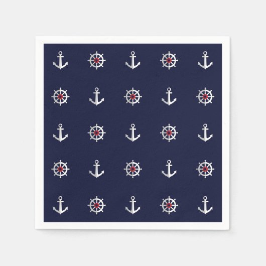 Red White and Blue Anchor Pattern Serviette (Vorderseite)