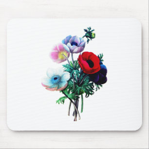 Red White and Blue Anemones von Redoute Mousepad