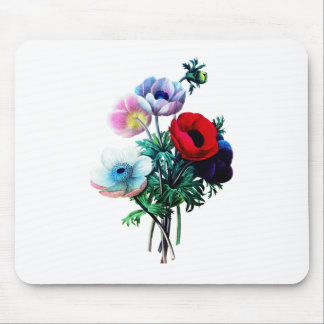 Red White and Blue Anemones von Redoute Mousepad
