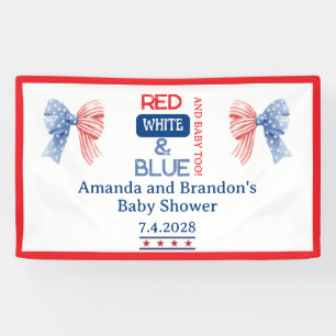 Red White and Blue (Baby auch!) Vierte Babydusche Banner