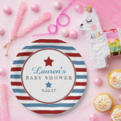 Red White and Blue Baby Dusche Pappteller (Party)