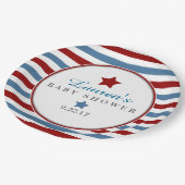 Red White and Blue Baby Dusche Pappteller (Schrägansicht)