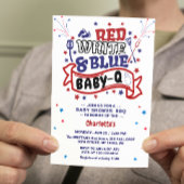 Red White and Blue Baby Q Boy GRILLEN Baby Shower Einladung