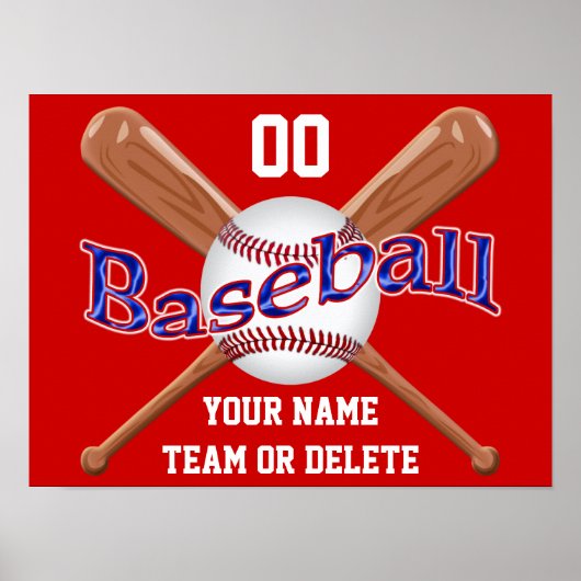 Red White and Blue Baseball Postings PERSONALISIER Poster (Vorne)