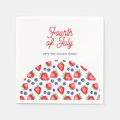 Red White and Blue Berry 4. Juli Summer Party Serviette (Vorderseite)