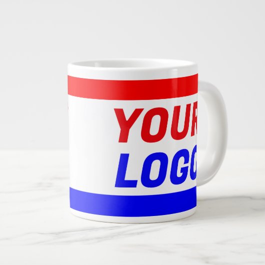 Red, White, and Blue Business Company Logo Jumbo Jumbo-Tasse (Vorderseite Rechts)