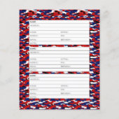 Red white and blue Camouflage address book page (Rückseite)