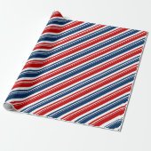 Red White and Blue Candy Cane Strip Holiday Geschenkpapier (Ungerollt)