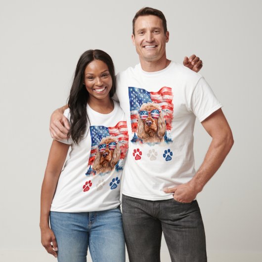 Red White and Blue Cocker Spaniel Hund 4. Juli T-Shirt (Unisex)
