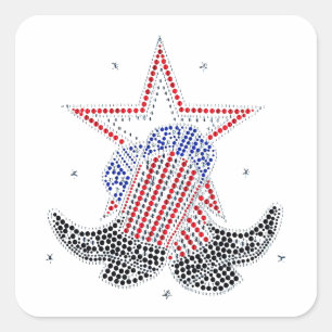 Red White and Blue Cowboy Boots Quadratischer Aufkleber