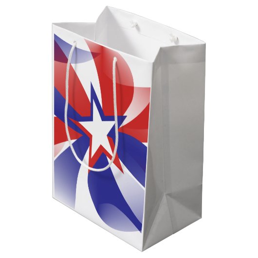 Red White and Blue Dazzzle Me Patriotic Geschenkta Mittlere Geschenktüte (Rückseite Schrägansicht)