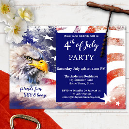 Red White and Blue Eagle 4. Juli Party Einladung