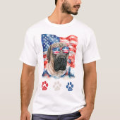 Red White and Blue English Mastiff Dog 4. Juli T-Shirt (Vorderseite)