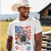 Red White and Blue English Mastiff Dog 4. Juli T-Shirt