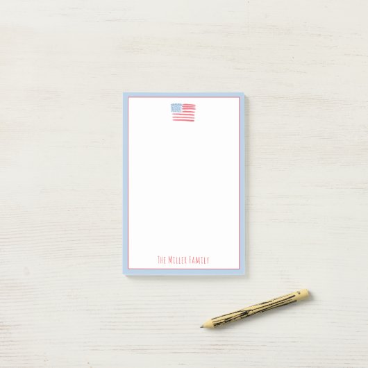 Red, White and Blue Family Notepad Post-it Klebezettel (Auf Schreibtisch)