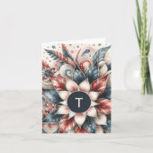 Red White and Blue Festivals Monogram Note Card (Vorderseite)
