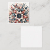 Red White and Blue Festivals Monogram Note Card Mitteilungskarte (Vorne/Hinten)