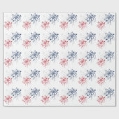 Red White and Blue Fireworks 4. Juli Geschenkwrap Geschenkpapier (Flach)