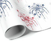 Red White and Blue Fireworks 4. Juli Geschenkwrap Geschenkpapier (Rolleneckpunkt)