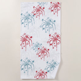 Red White and Blue Fireworks 4. Juli Strandtuch