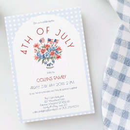 Red White and Blue Flag 4. Juli Summer Party Einladung