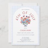 Red White and Blue Flag 4. Juli Summer Party Einladung (Vorderseite)