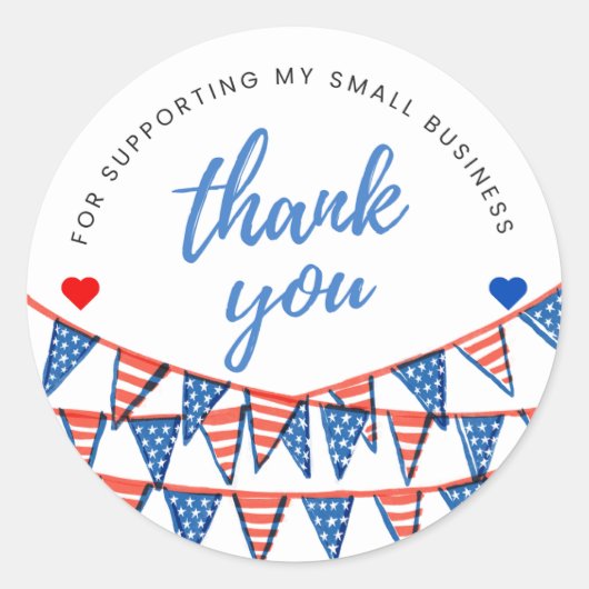 Red, White, And Blue Flag Thank You Round Sticker (Vorderseite)