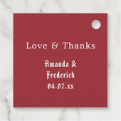 Red White and Blue Floral 4. Juli Hochzeit Geschenkanhänger (Rückseite)