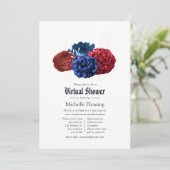 Red White and Blue Floral 4. Juli Virtual Dusche Einladung (Stehend Vorderseite)