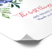 Red White and Blue Floral Favor Table Sign Poster (Ecke)