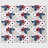 Red, White and Blue Floral USA Muster Geschenkpapier (Flach)