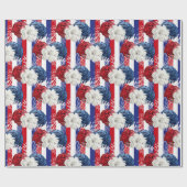 Red, White and Blue Floral USA Muster Geschenkpapier (Flach)