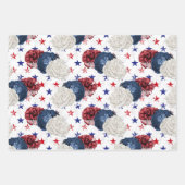 Red, White and Blue Floral USA Muster Geschenkpapier Set (Vorderseite 2)