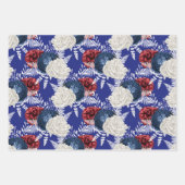 Red, White and Blue Floral USA Muster Geschenkpapier Set (Vorderseite 3)