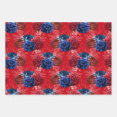 Red, White and Blue Floral USA Muster Geschenkpapier Set (Vorderseite 3)