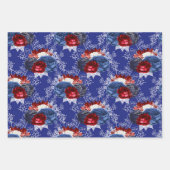 Red, White and Blue Floral USA Muster Geschenkpapier Set (Vorderseite 2)
