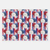 Red, White and Blue Floral USA Muster Geschenkpapier Set (Vorderseite)
