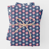 Red, white and blue flowers geschenkpapier set (Beispiel)