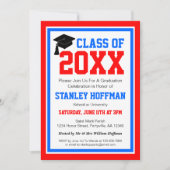 Red White and Blue Foto Graduation Party Einladung (Vorderseite)