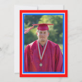 Red White and Blue Foto Graduation Party Einladung (Rückseite)