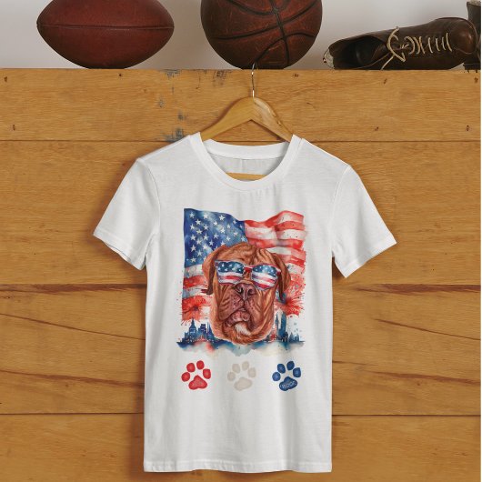 Red White and Blue Französisch Mastiff Hund 4. Jul T-Shirt