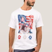 Red White and Blue French Bulldog Dog 4. Juli T-Shirt (Vorderseite)