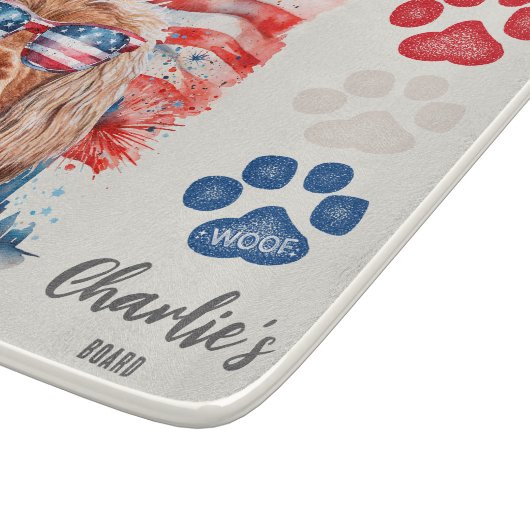 Red White and Blue Funny Cocker Spanel Hund Lecker Schneidebrett (Ecke)