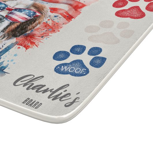 Red White and Blue Funny Funny Saint Bernard Dog L Schneidebrett (Ecke)