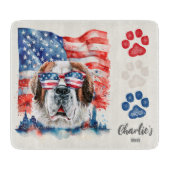 Red White and Blue Funny Funny Saint Bernard Dog L Schneidebrett (Vorderseite)