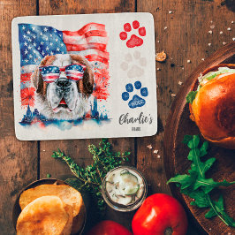 Red White and Blue Funny Funny Saint Bernard Dog L Schneidebrett